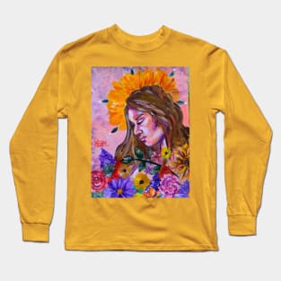 Flowers Illustration Long Sleeve T-Shirt